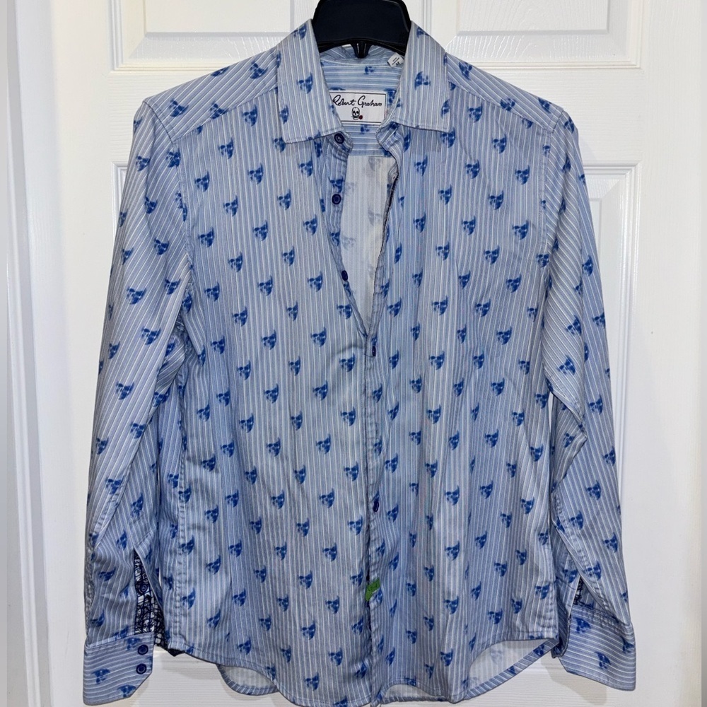 Robert Graham Hockney Cotton Stretch Skull Pinstripe Classic Fit Button Down SZM